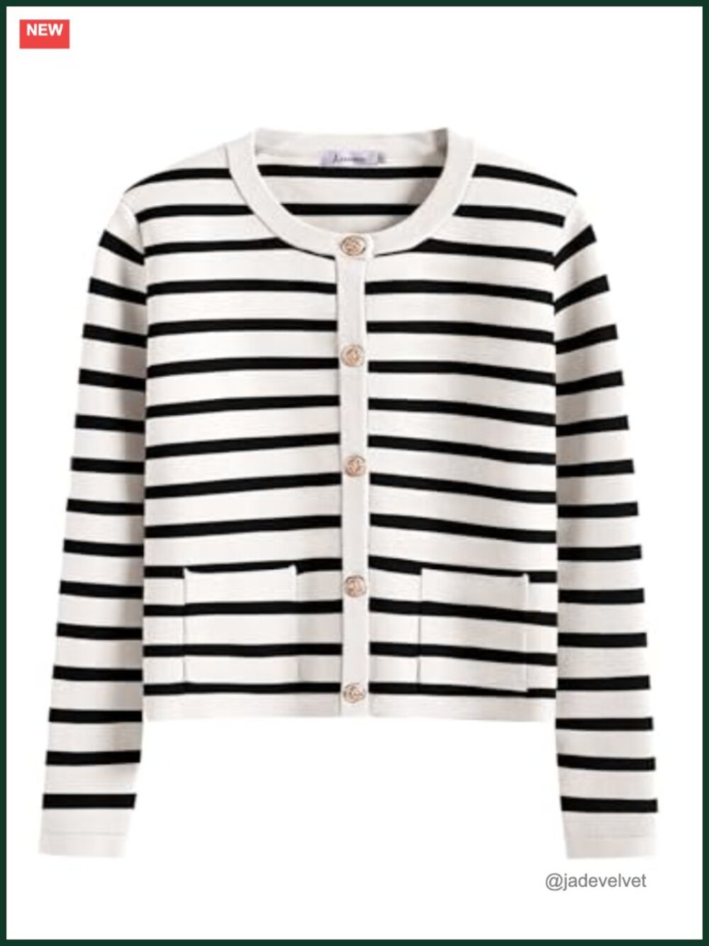 Women's Button Down Cropped Striped Cardigan Sweater